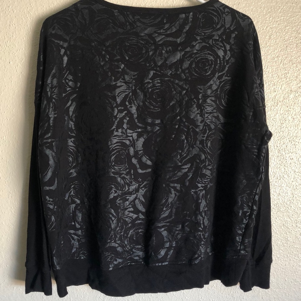 SOLD Betsey Johnson Black Sweatshirt With Roses - Picture 2 of 5